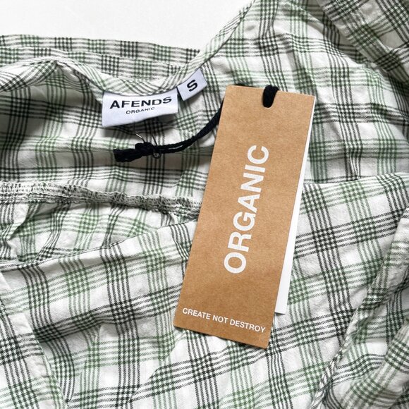 AFENDS Leo Seersucker Check Midi Dress Green White Size Small NEW NWT - Picture 7 of 9
